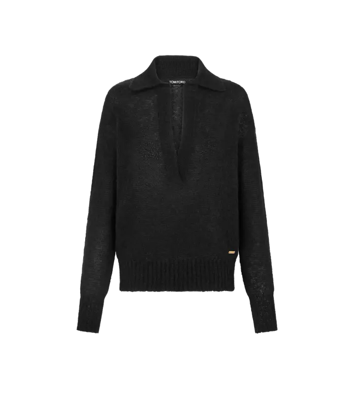 LONG SLEEVE CASHMERE SILK POLO online